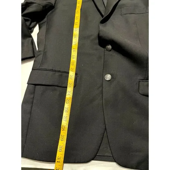 Lauren Ralph Lauren wool sport coat black blazer business logo button men's 38 R